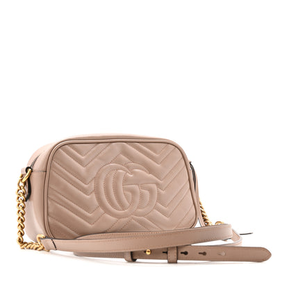 Gucci Calfskin Matelasse Small GG Marmont Chain Shoulder Bag Porcelain Rose 3 of 13