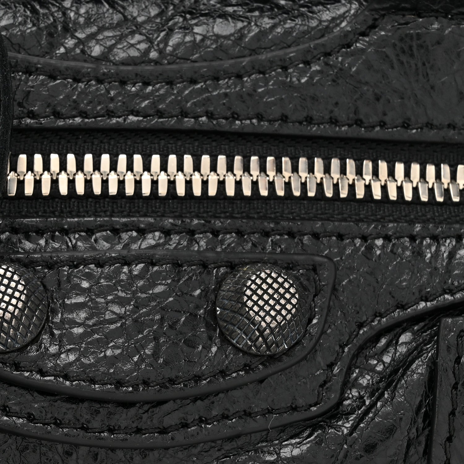 Balenciaga Agneau Arena Crystal Neo Nano Cagole Handbag Black 8 of 12