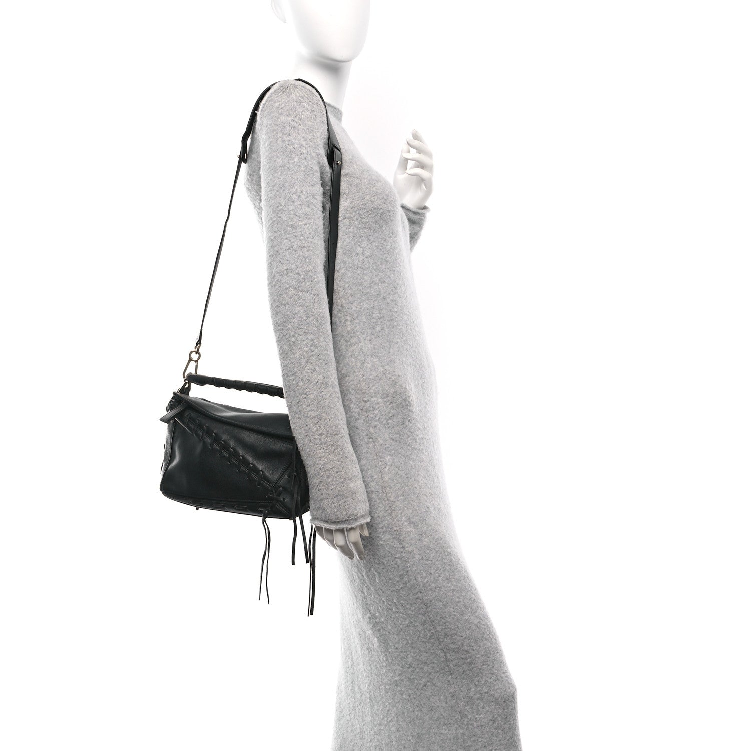 Loewe Calfskin Small Whipstitch Puzzle Bag Black 2 of 10