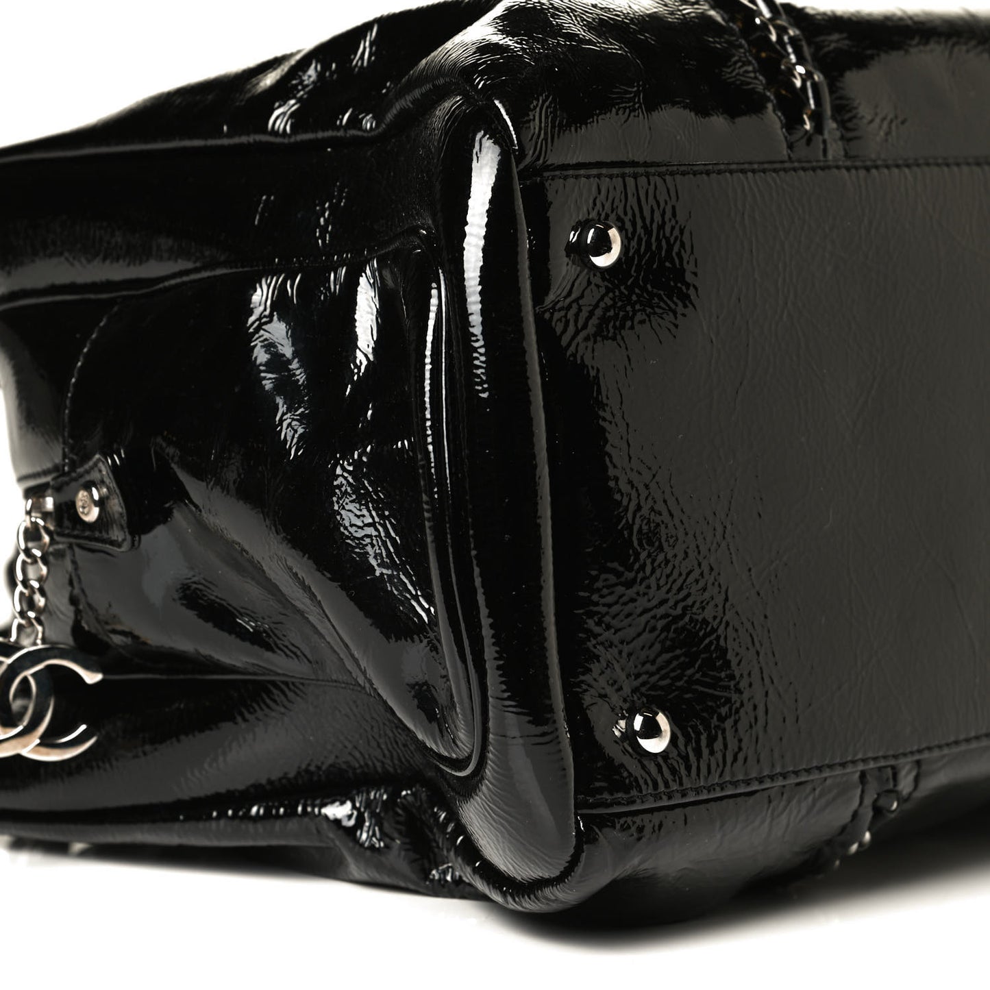 Patent Calfskin Large Luxe Ligne Tote Black