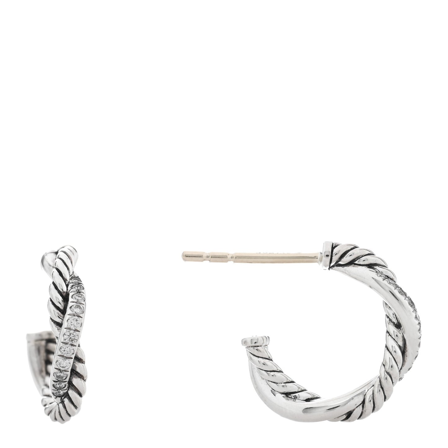 Sterling Silver Diamond Petite Infinity Huggie Hoop Earrings