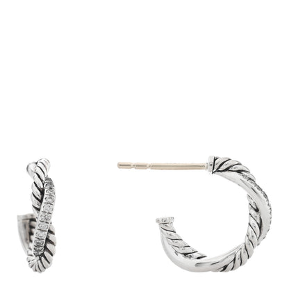 David Yurman Sterling Silver Diamond Petite Infinity Huggie Hoop Earrings 1 of 4