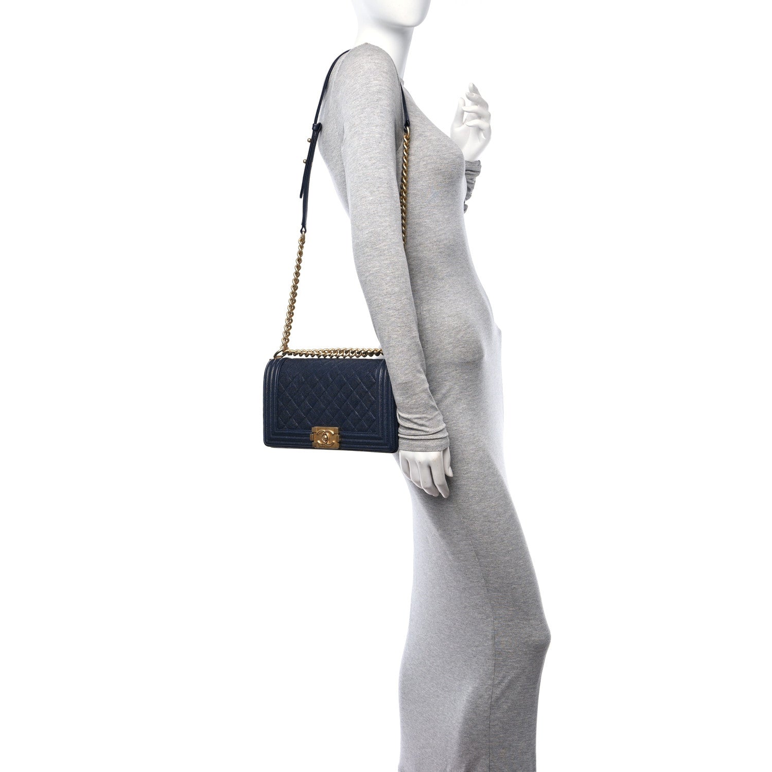 Chanel Caviar Quilted Medium Boy Flap Navy 2 of 10