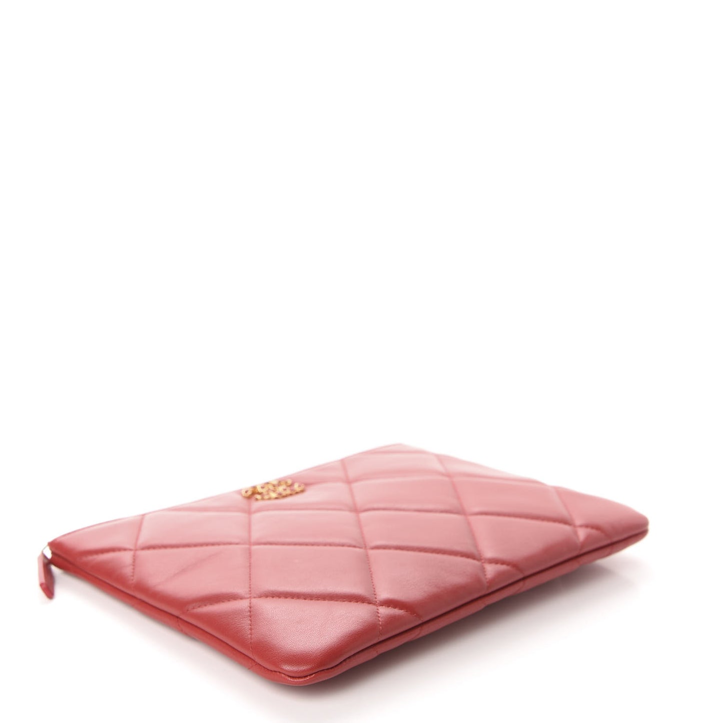 Goatskin Quilted Large 19 Cosmetic Case Red
