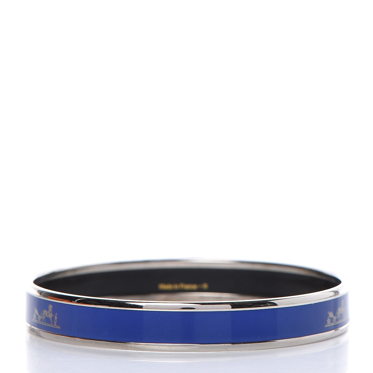 Hermes Enamel Printed Narrow Caleche Bracelet 70 Bleu Royal 3 of 6