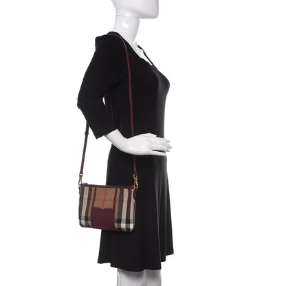 Burberry House Check Peyton Crossbody Clutch Bag Mahogany Red 2 of 9