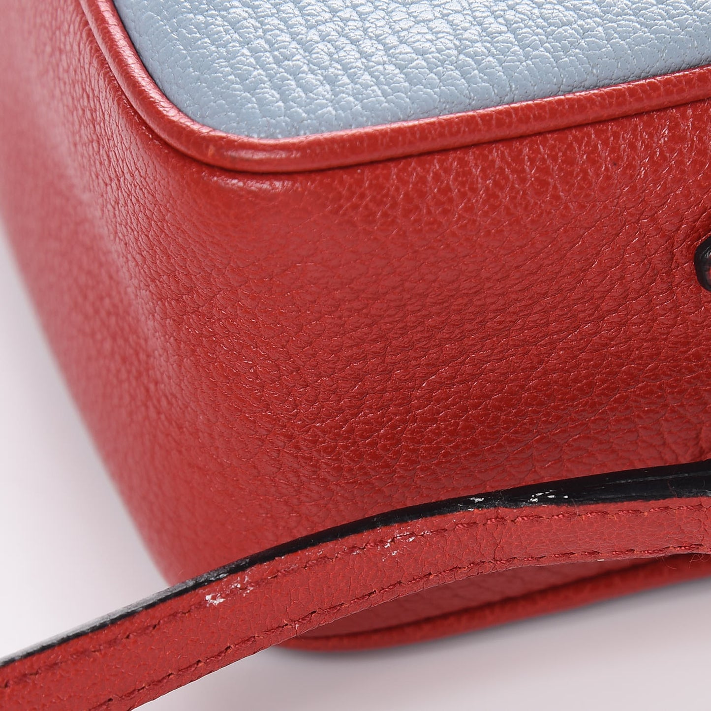 Goatskin Madras Double Zip Crossbody Bag Rosso Cielo