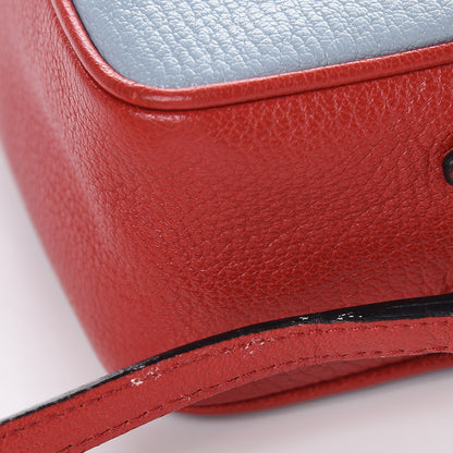 Miu Miu Goatskin Madras Double Zip Crossbody Bag Rosso Cielo 13 of 13