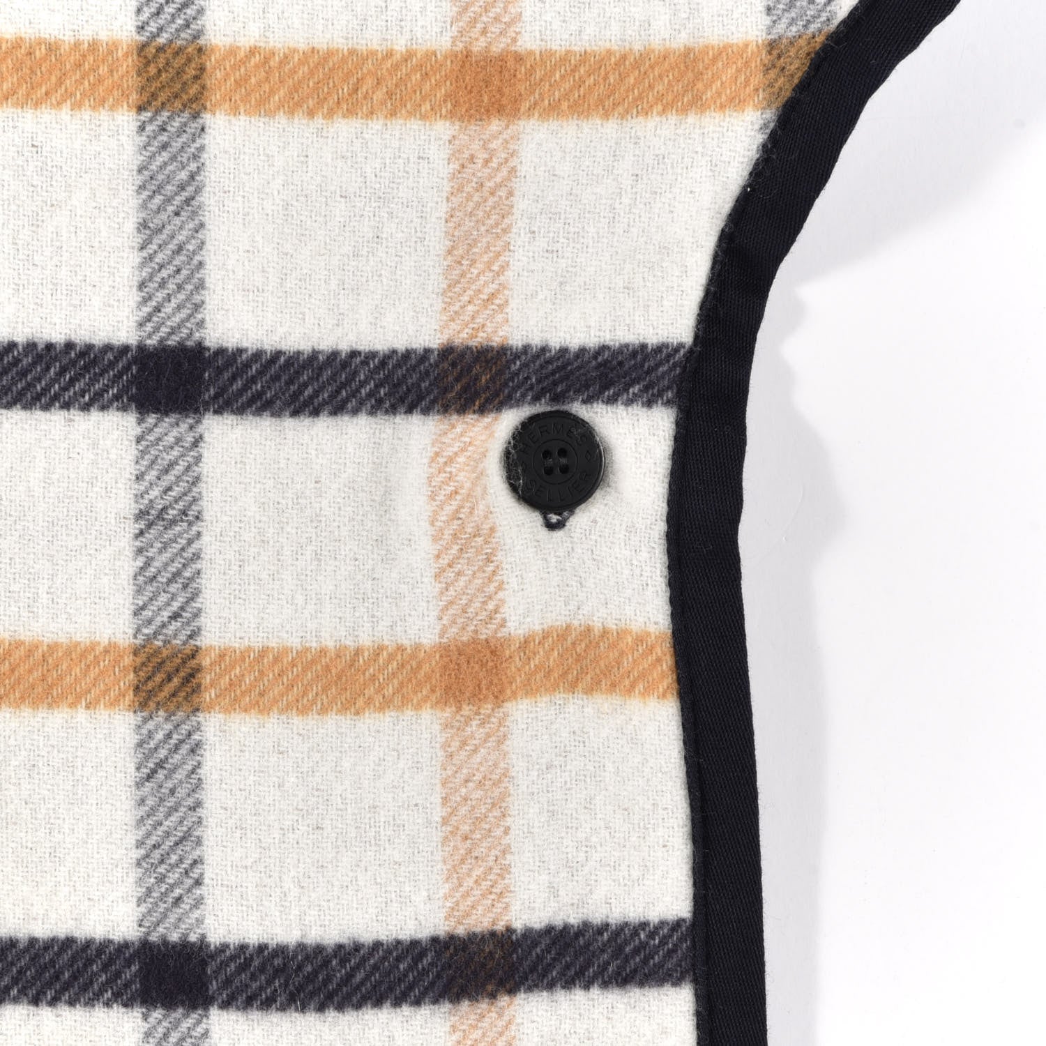 Hermes Wool Cashmere Sikkim Calfskin Reversible Camail Poncho Navy Camail 3 of 5
