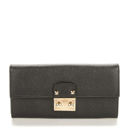 Valentino Garavani Calfskin Continental Flap Wallet Black 1 of 8