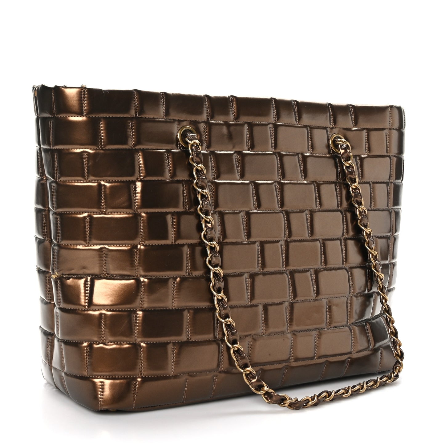 Vinyl Quilted Large Frozen Tote Bronze