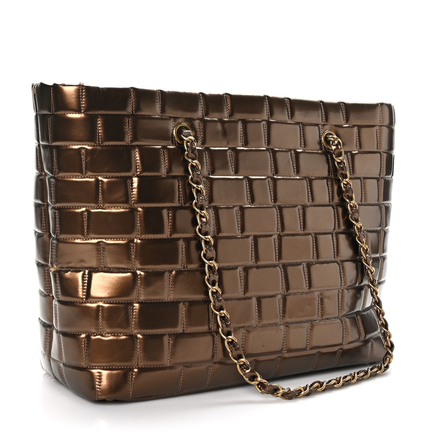 Chanel Vinyl Quilted Large Frozen Tote Bronze 3 of 9