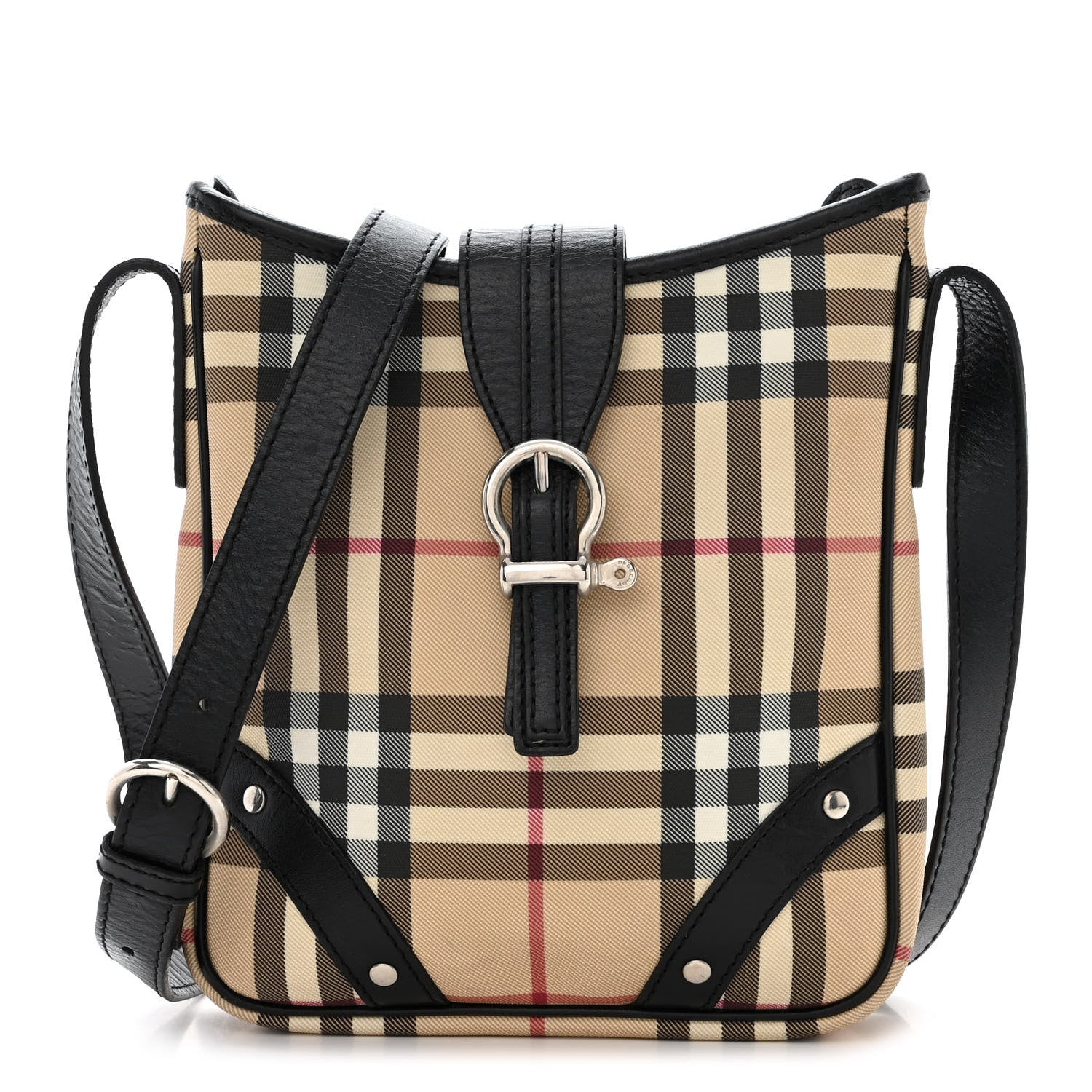 Burberry Haymarket Check Buckle Crossbody Bag Black 1 of 12