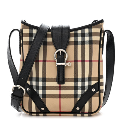 Burberry Haymarket Check Buckle Crossbody Bag Black 1 of 12