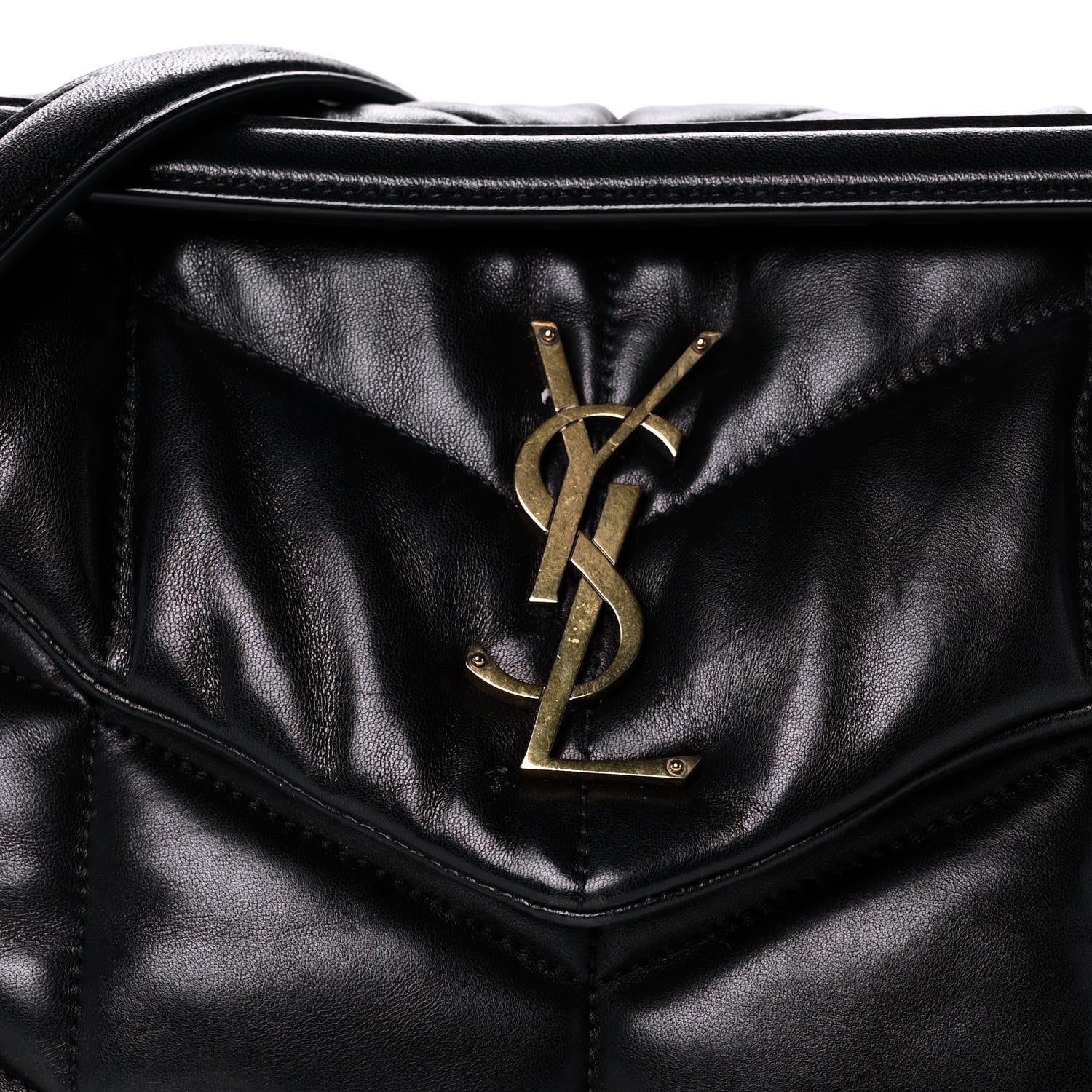 Saint Laurent Lambskin Quilted Small Loulou Puffer Monogram Chain Satchel Black 8 of 11