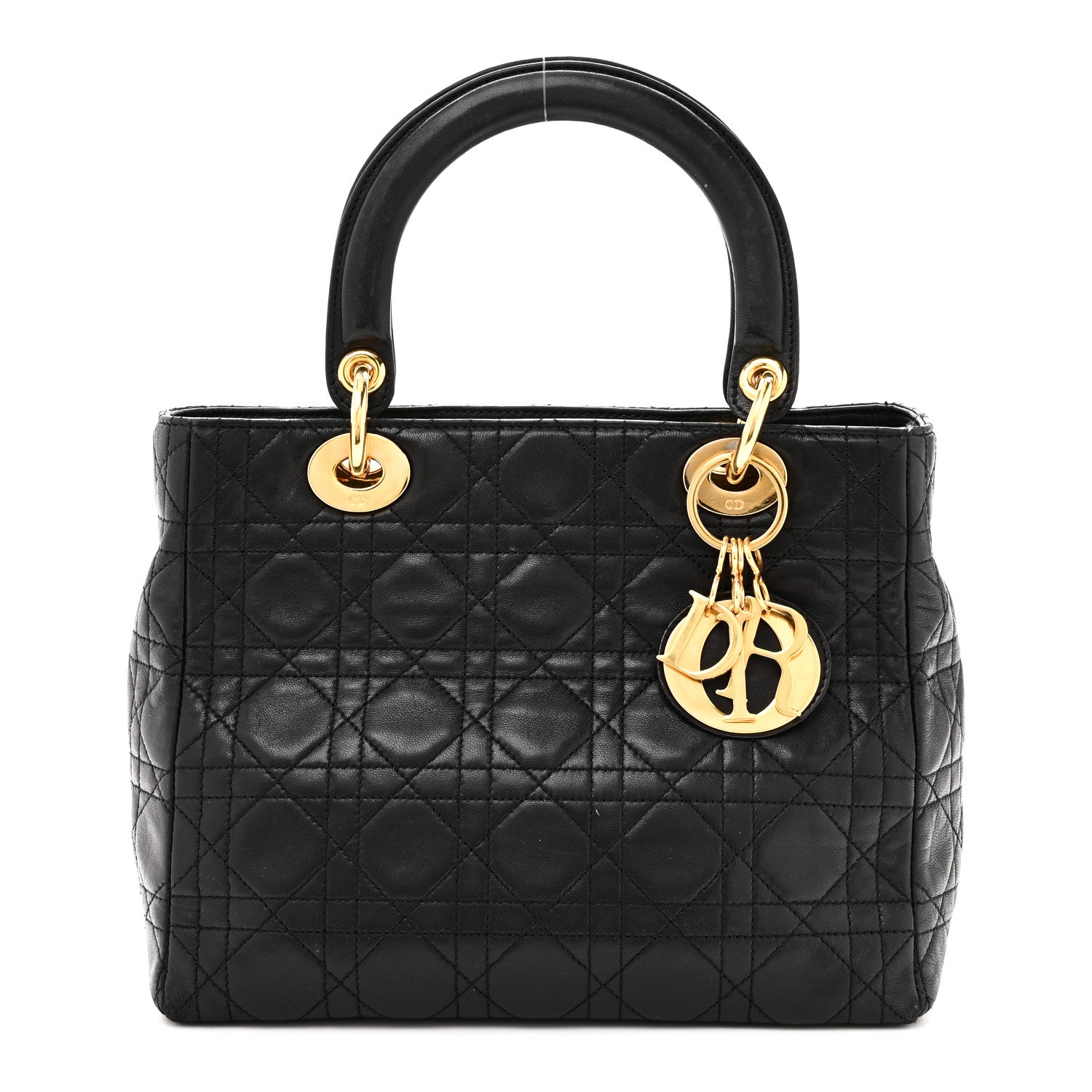 Christian Dior Lambskin Cannage Medium Lady Dior Black 1 of 9