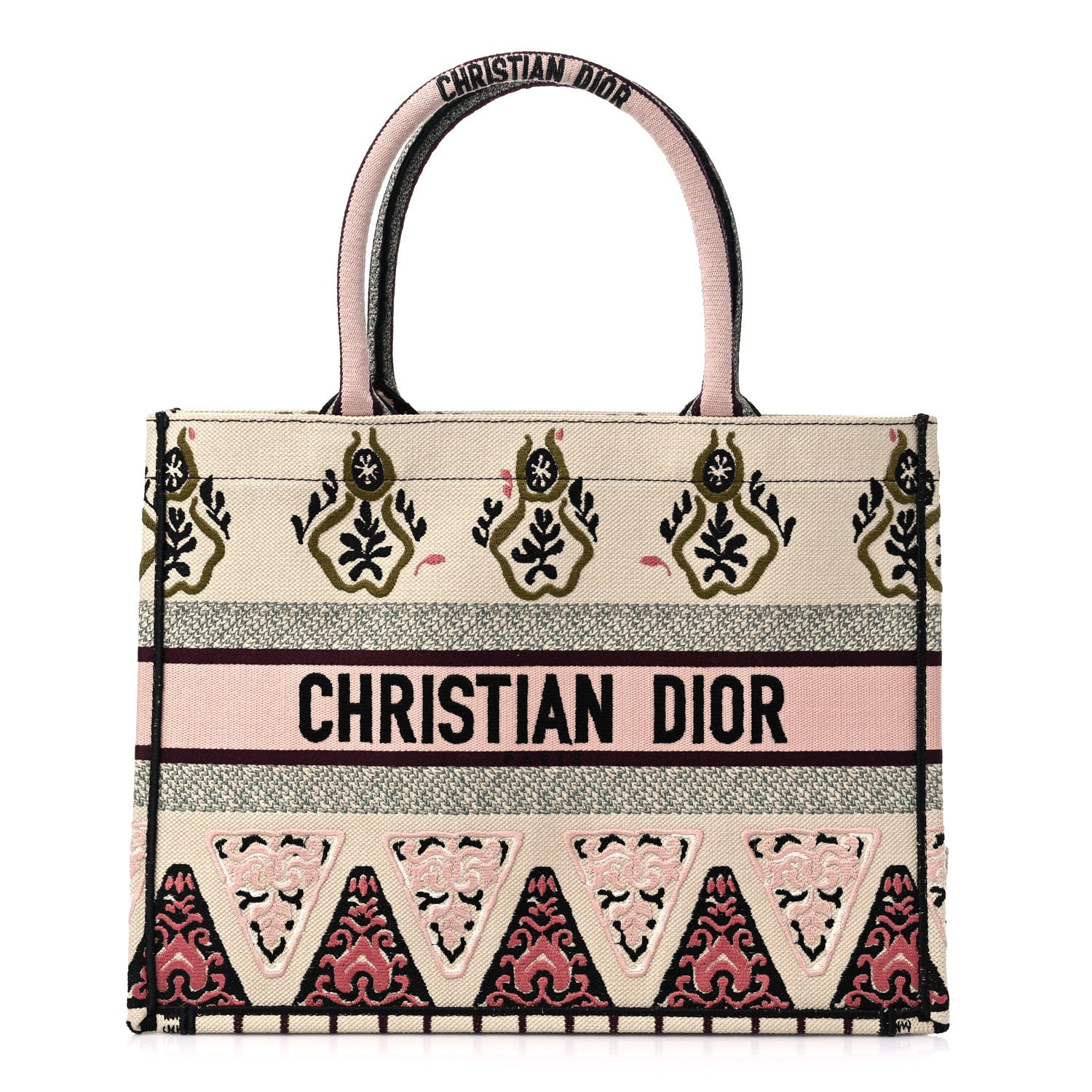 Christian Dior Canvas Embroidered Geometric Medium Book Tote Multicolor 1 of 10