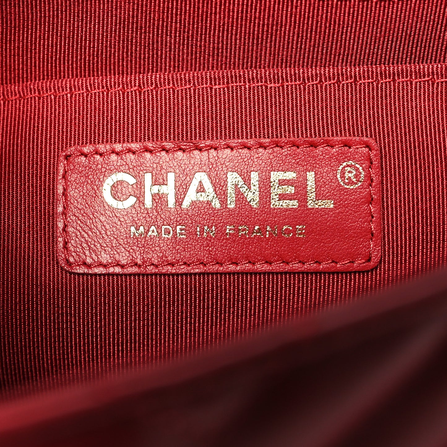 Calfskin Chevron Quilted Mini Statement Flap Red