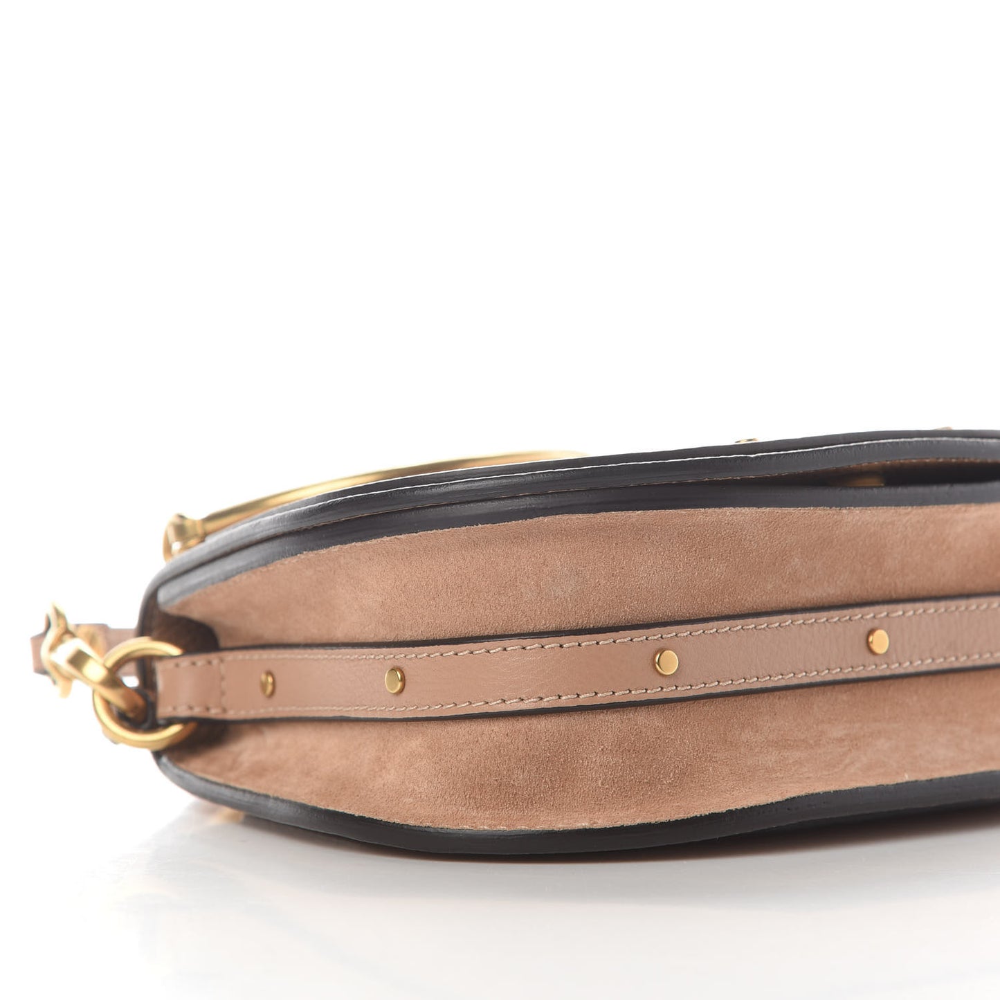 Calfskin Suede Small Nile Bracelet Bag Biscotti Beige