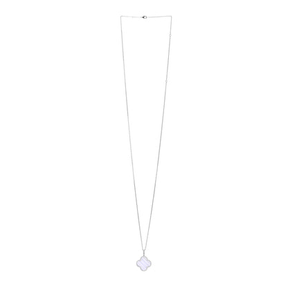 Van Cleef & Arpels 18K White Gold Chalcedony Magic Alhambra Pendant Long Necklace 3 of 5