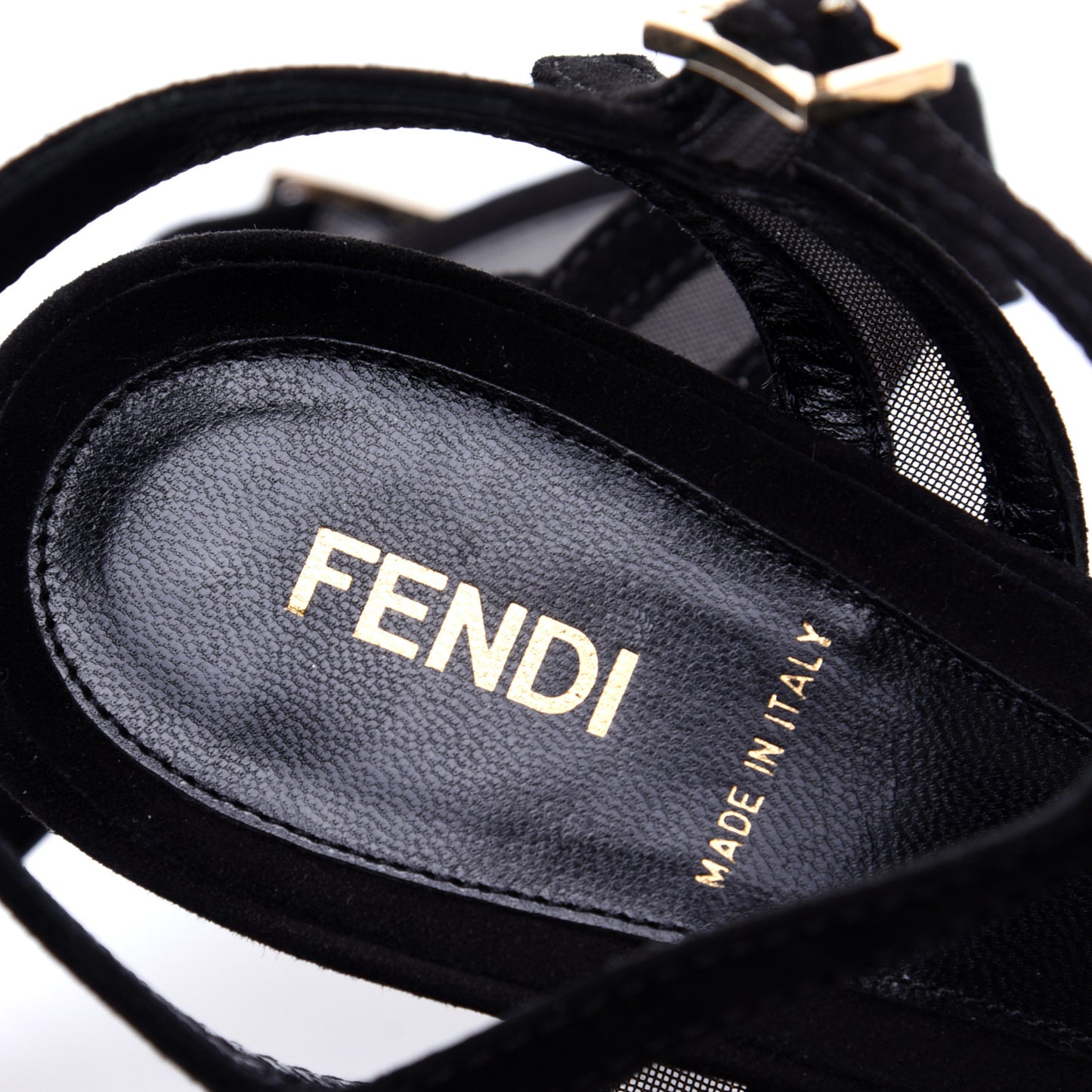 Suede Mesh Slingback Heel Sandals 39 Black