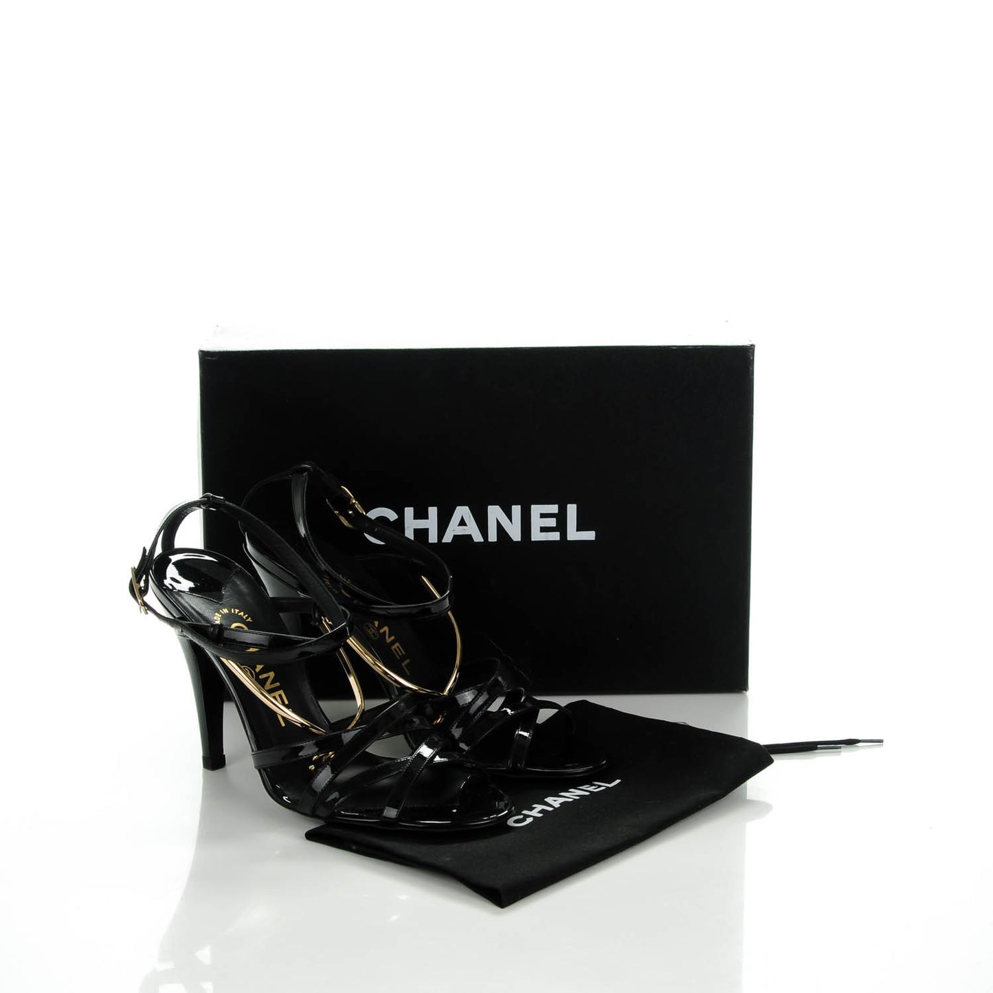 Patent CC Sandals 37 Black Gold