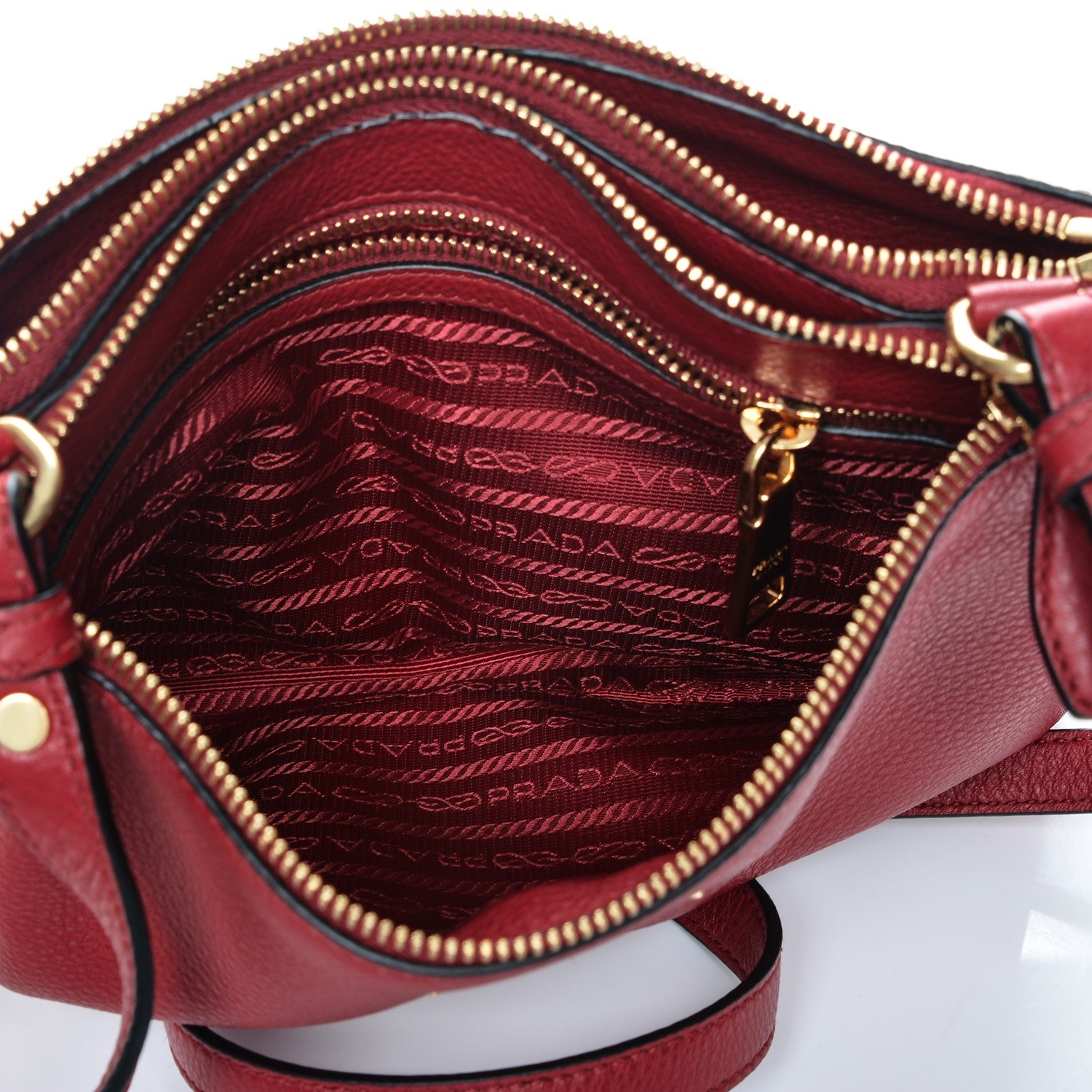 Prada Vitello Phenix Double Zip Crossbody Bag Scarlatto 5 of 7