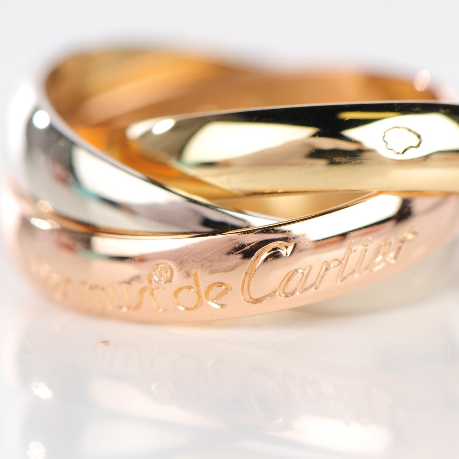 Cartier 18K Pink Yellow White Gold Classic Trinity Ring 48 4.5 5 of 7