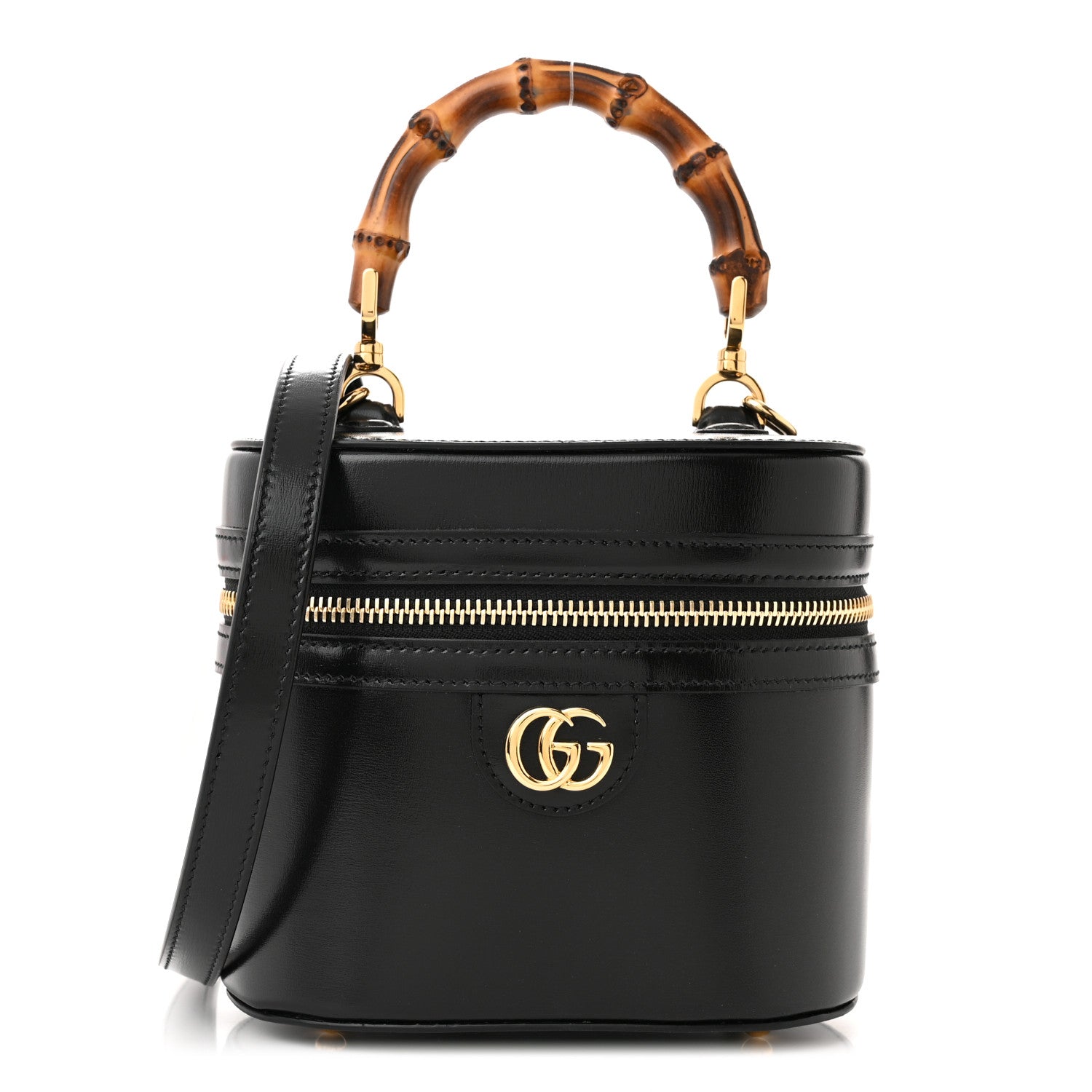 Gucci Calfskin Mini Bamboo Top Handle Shoulder Bag Black 1 of 11