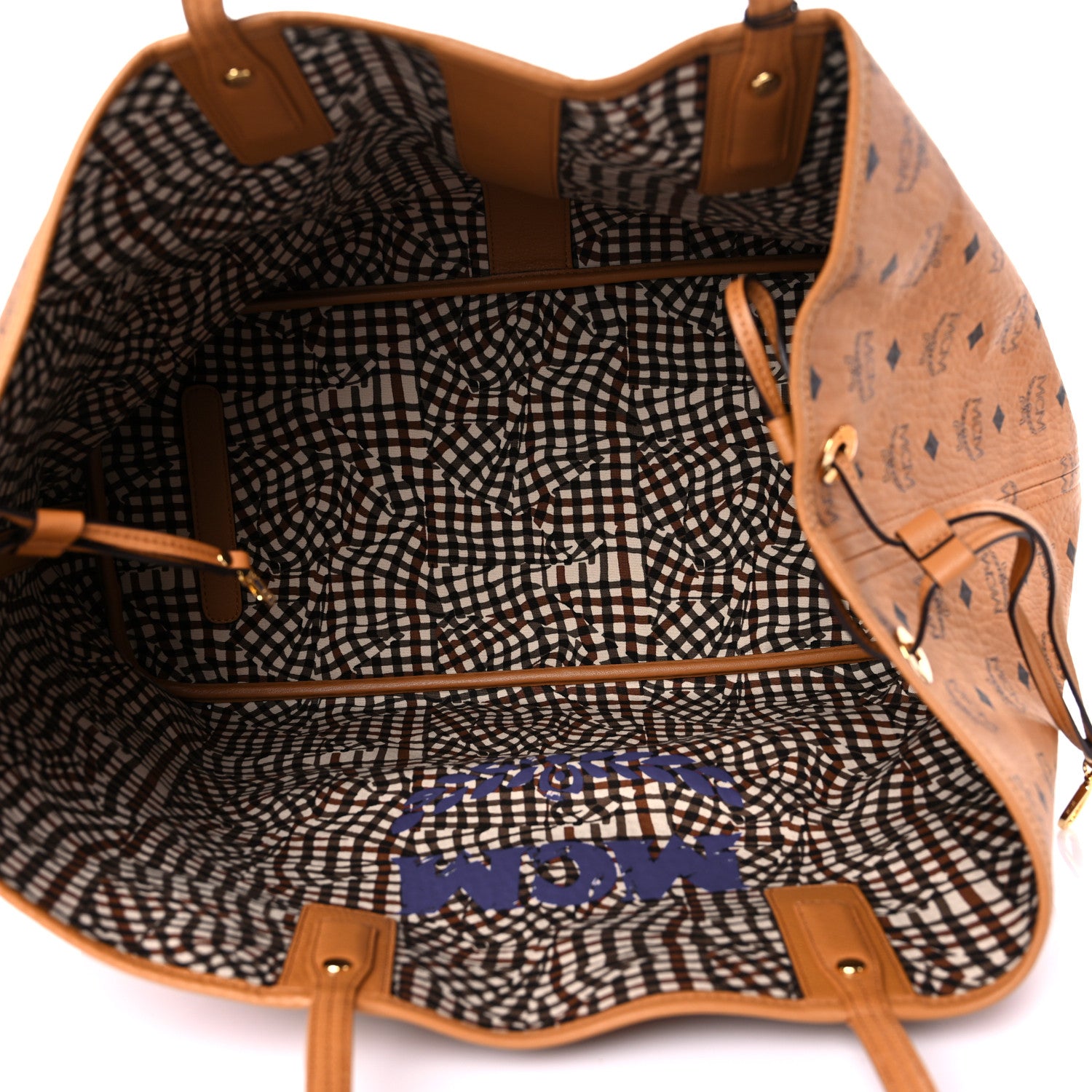 MCM Visetos Large Liz Reversible Shopper Tote Cognac 6 of 14