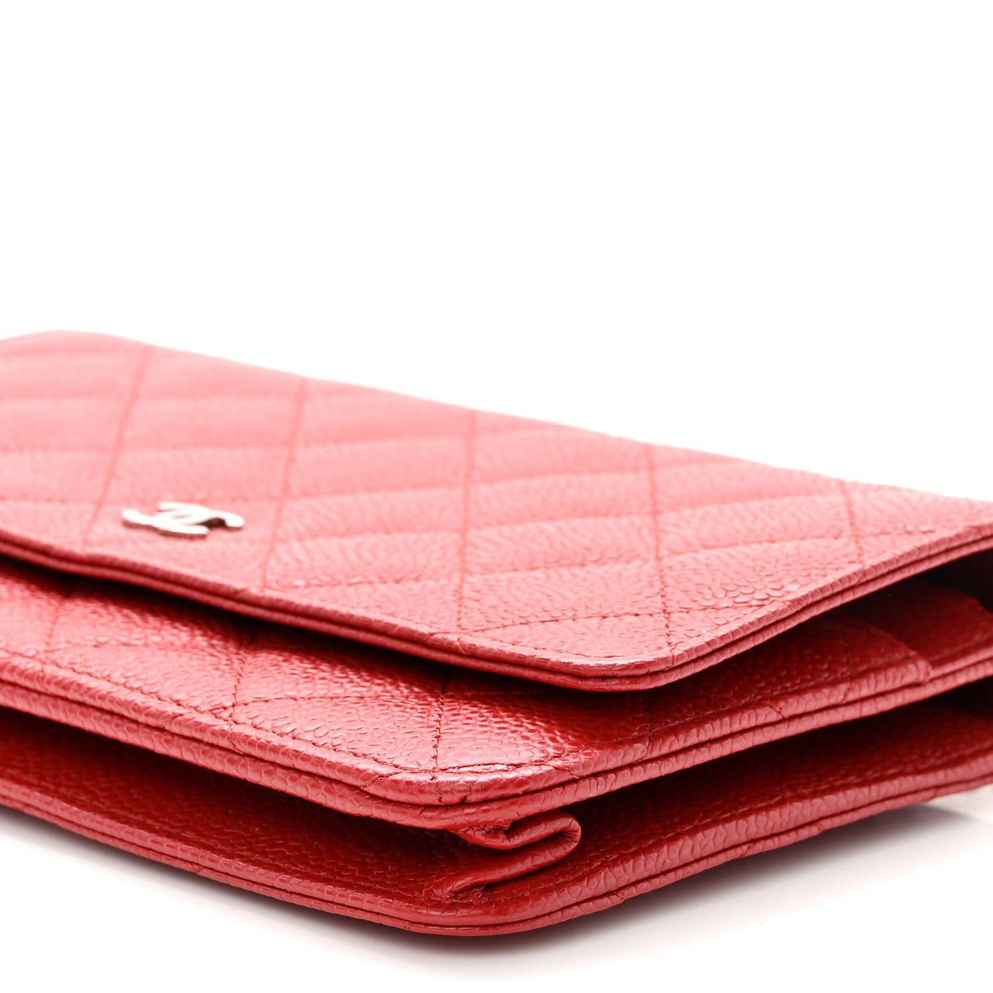 Caviar Quilted Wallet On Chain WOC Dark Red
