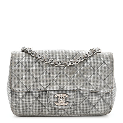 Chanel Metallic Calfskin Quilted Pixel Effect Mini Rectangular Flap Dark Silver 1 of 13