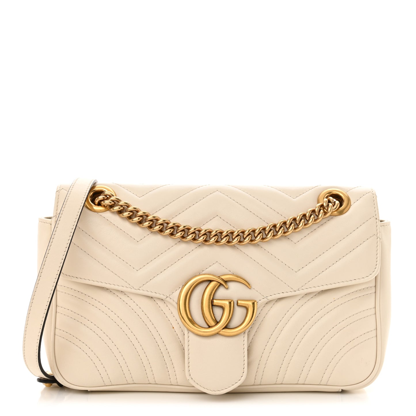 Calfskin Matelasse Small GG Marmont Shoulder Bag White