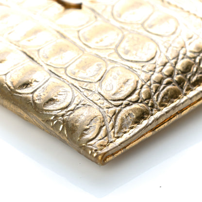 Chanel Metallic Calfskin Crocodile Embossed Cocodile Card Holder Gold 11 of 11