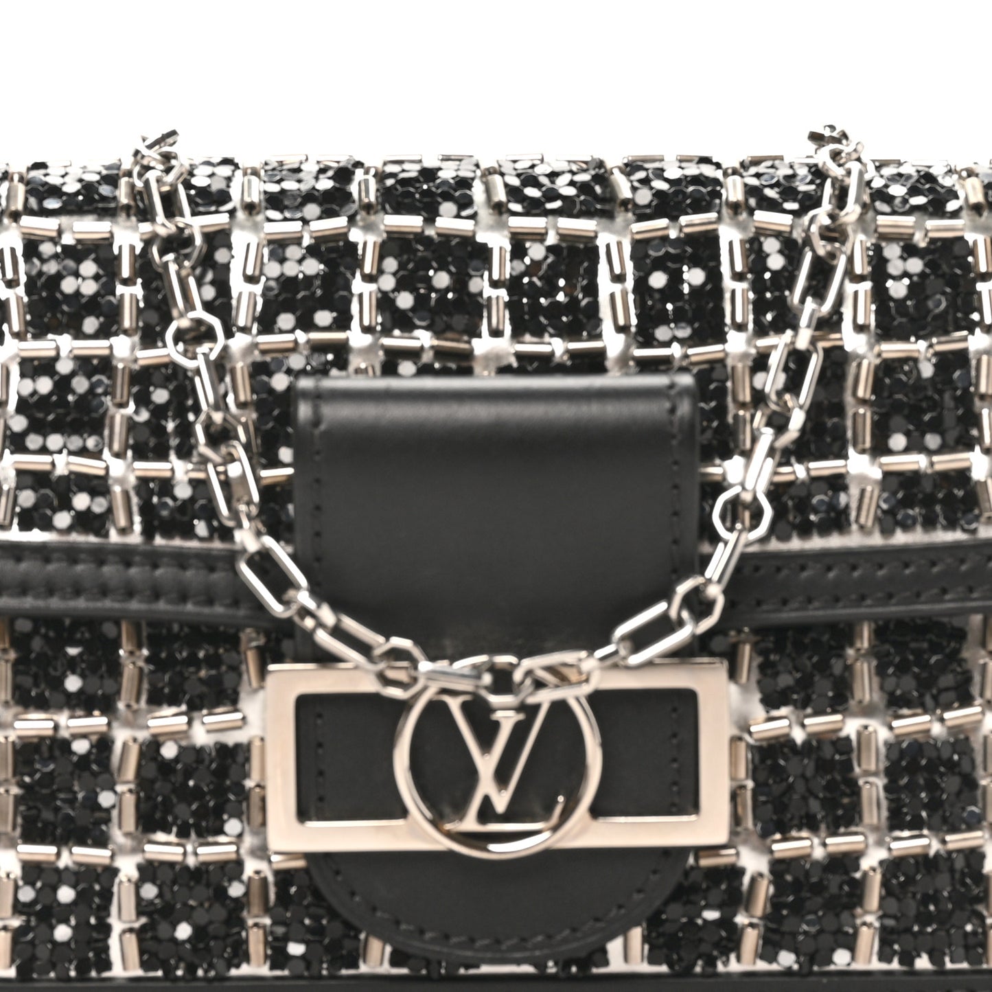Tweed Sequin Dauphine Minaudiere Black