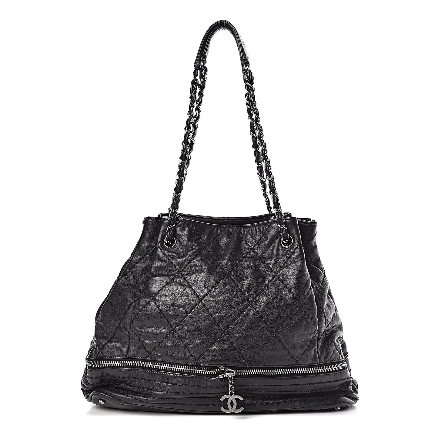 Lambskin Expandable Tote Black