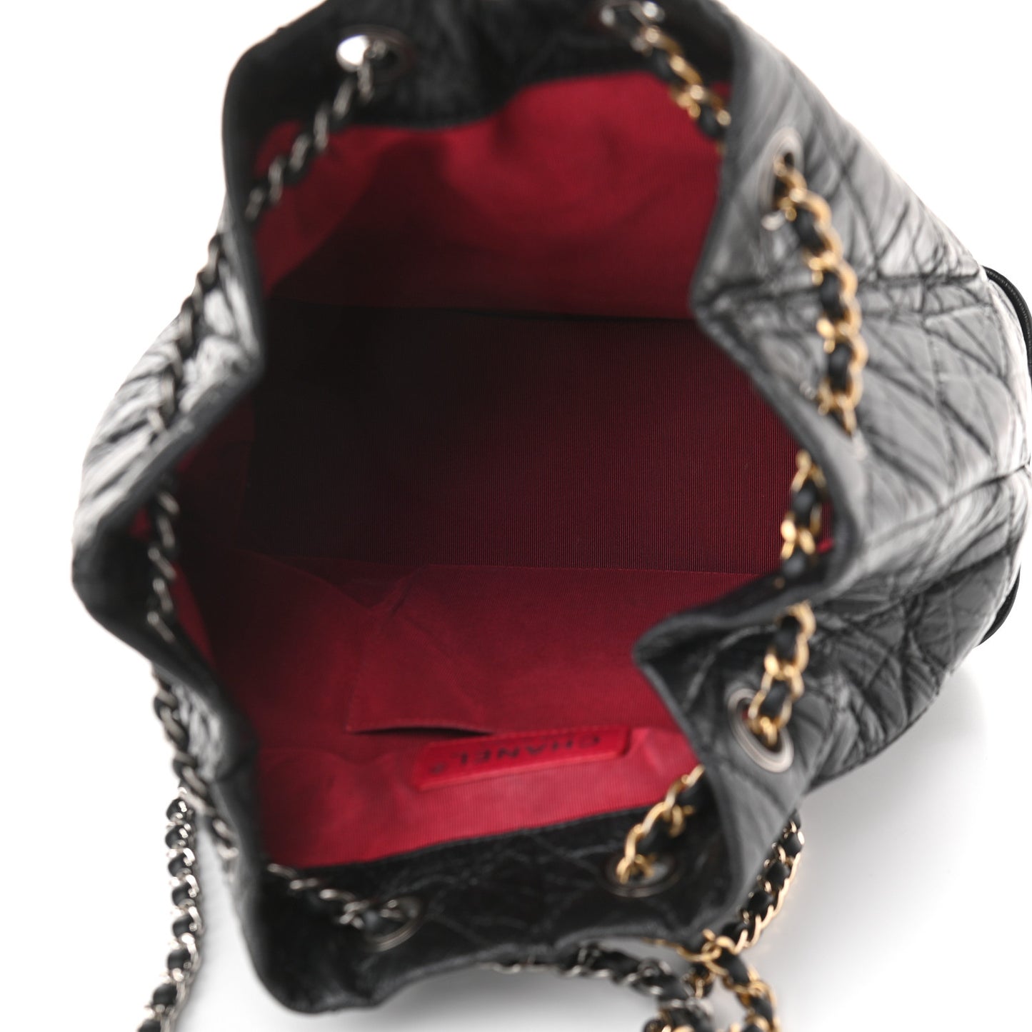 Aged Calfskin Quilted Gabrielle Backpack Black