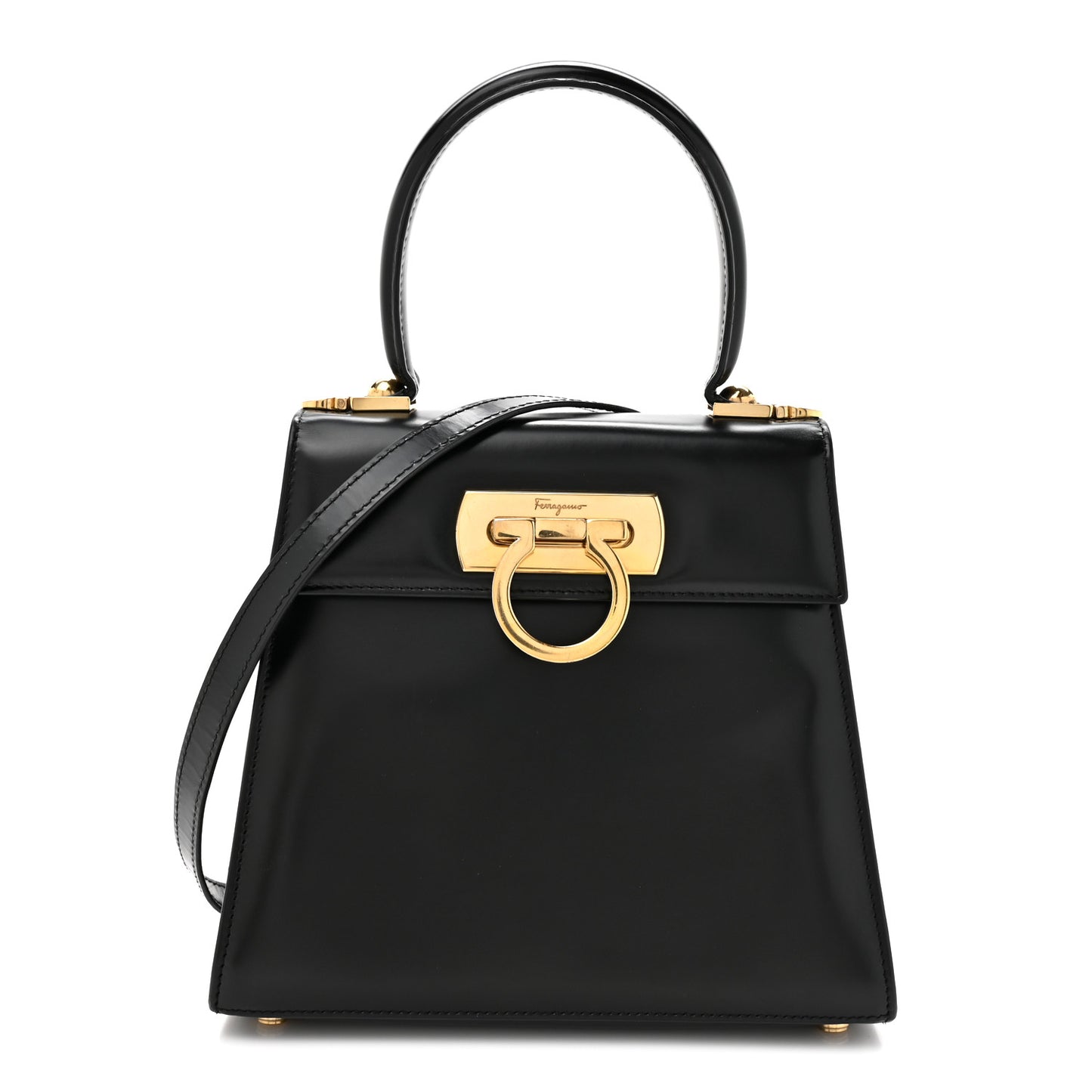 Brushed Off Calfskin Small Iconic Top Handle Black