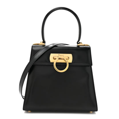 Salvatore Ferragamo Brushed Off Calfskin Small Iconic Top Handle Black 1 of 11