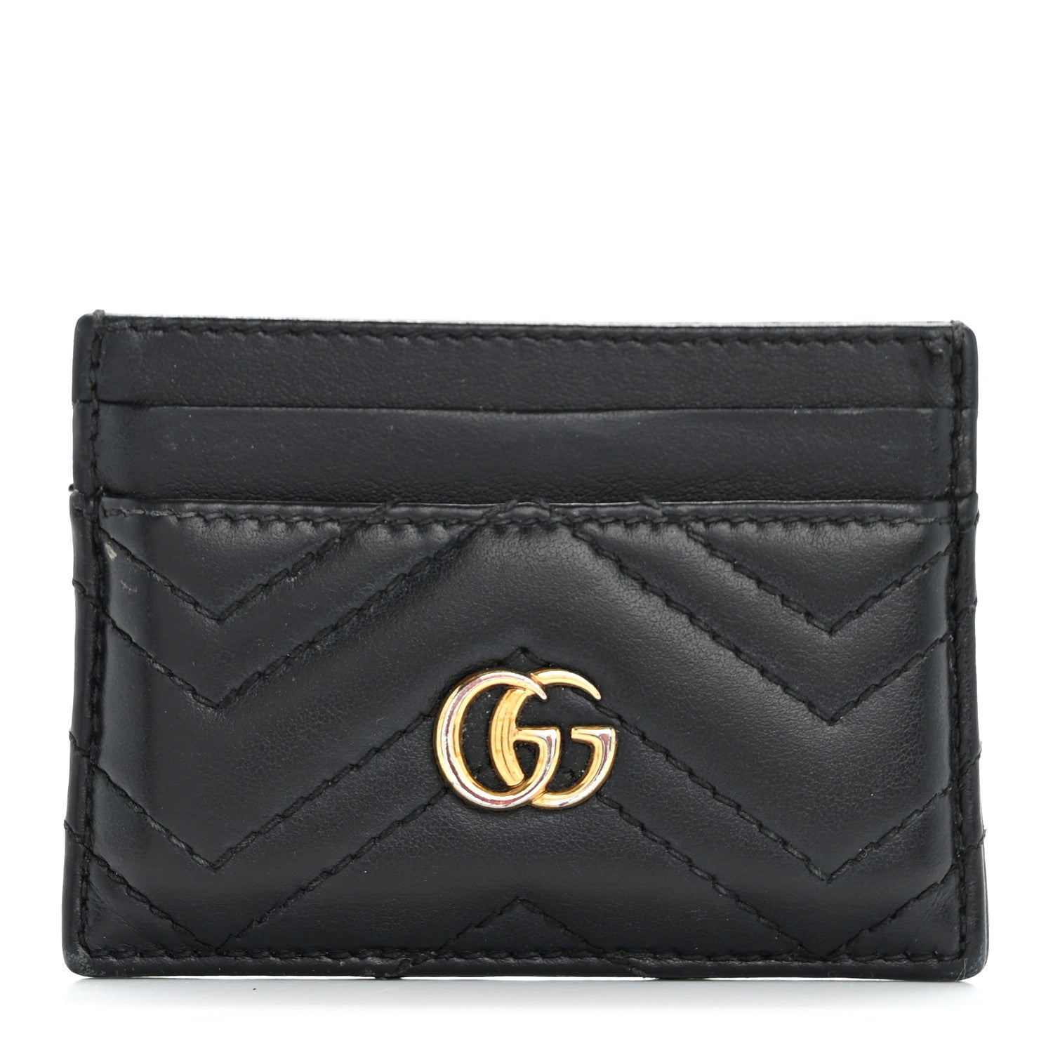 Gucci Calfskin Matelasse GG Marmont Card Holder Black 1 of 10