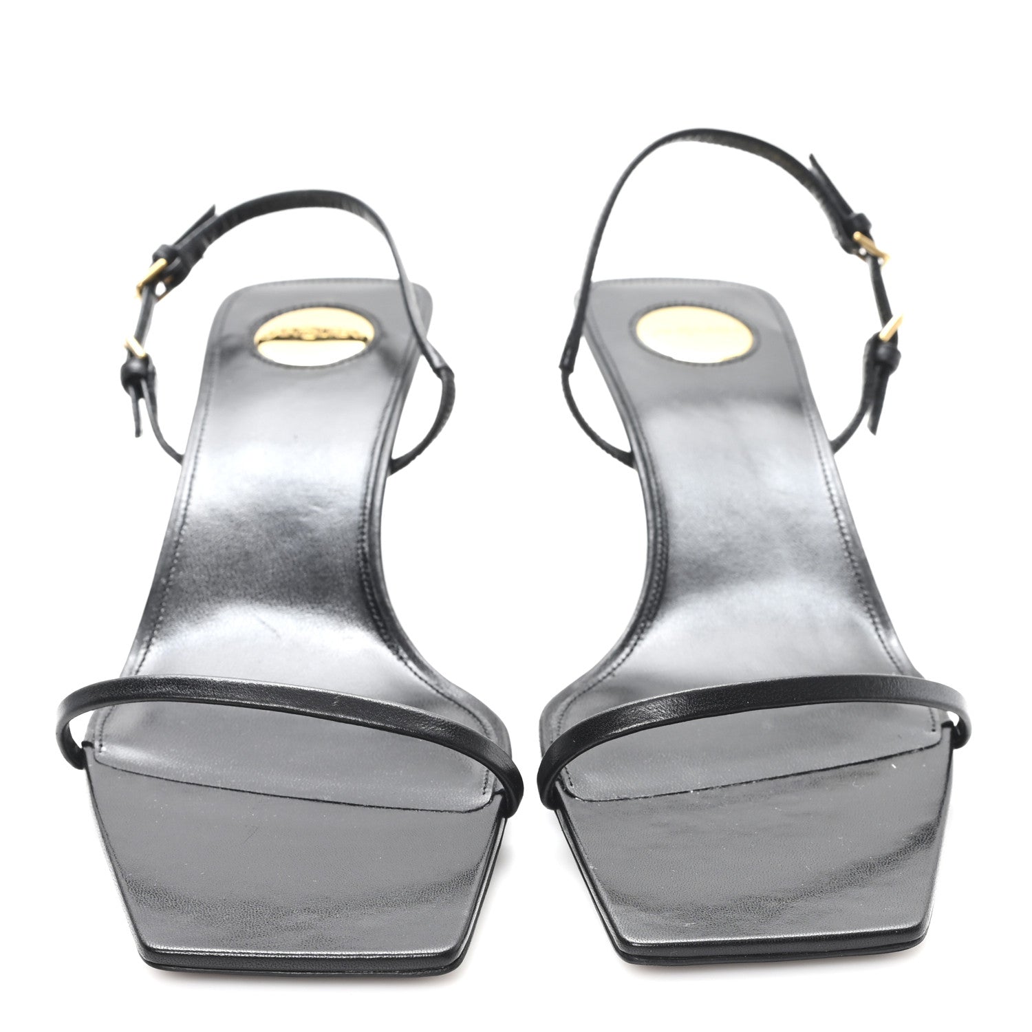 Saint Laurent Satin Slingback Jaspe 55 Sandals  41 Black 3 of 8
