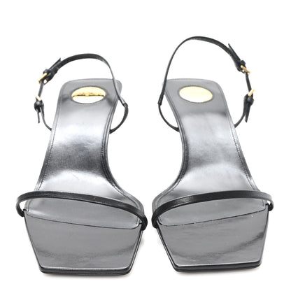 Saint Laurent Satin Slingback Jaspe 55 Sandals  41 Black 3 of 8