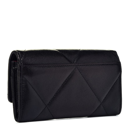 Chanel Shiny Goatskin Quilted Chanel 19 Flap Wallet Black 2 of 8