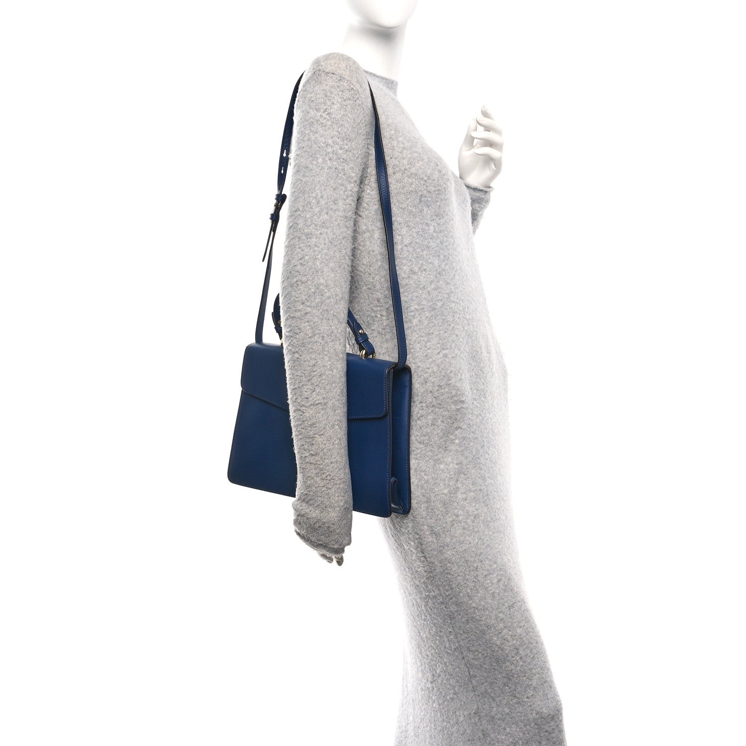 Gucci Calfskin Medium Sylvie Top Handle Bag Blue 2 of 14