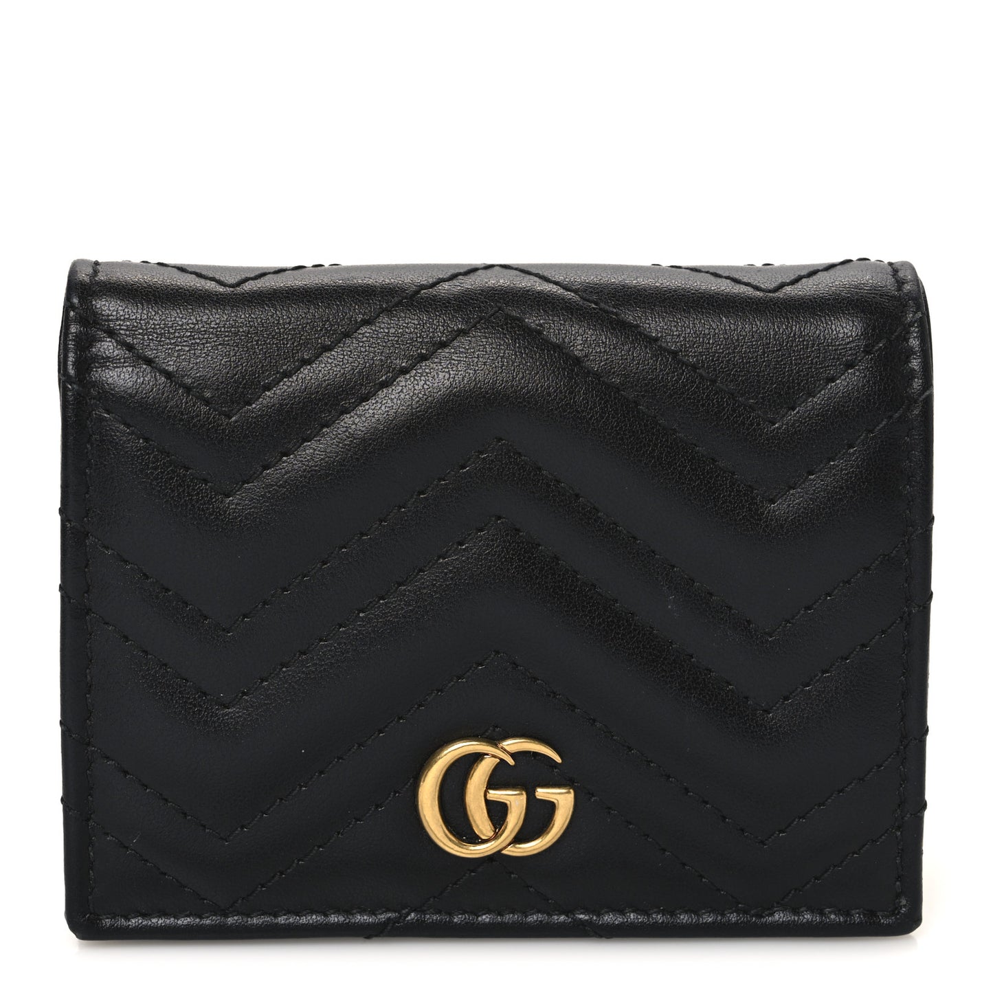 Calfskin Matelasse GG Marmont Card Case Wallet Black