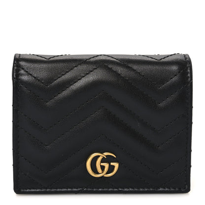 Gucci Calfskin Matelasse GG Marmont Card Case Wallet Black 1 of 7