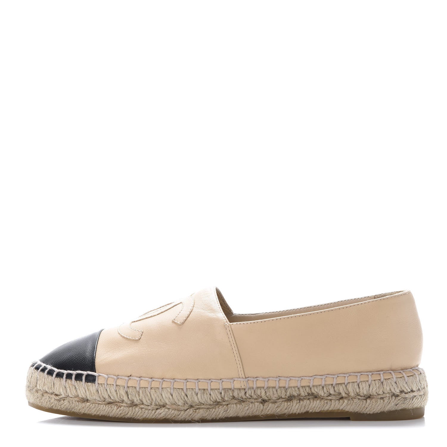 Chanel Lambskin CC Espadrilles 38 Beige Black 1 of 11