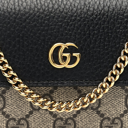 Gucci Dollar Calfskin GG Supreme Monogram Petite GG Marmont Wallet Chain Bag Black Beige Ebony 8 of 10