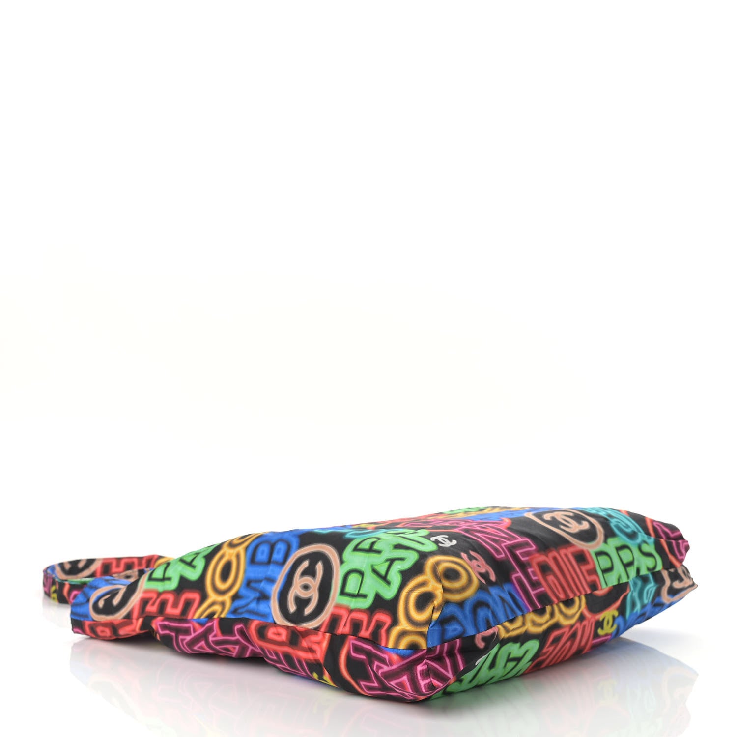 Chanel Caviar Fabric Graffiti Foldable Tote Bag With Chain Black Multicolor 7 of 18