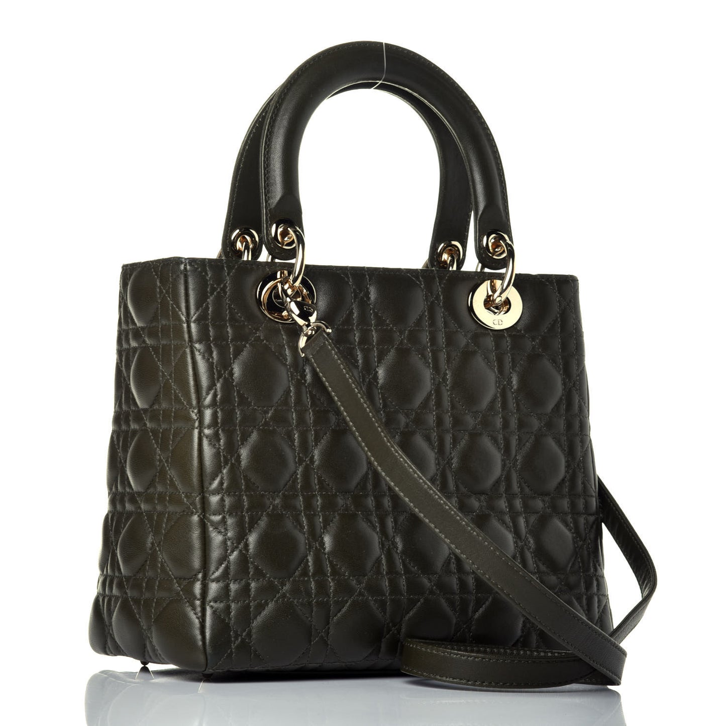 Lambskin Cannage Medium Lady Dior Olive Green